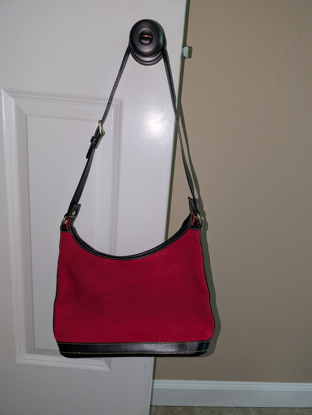 Dooney and Bourke red monogram shoulder bag